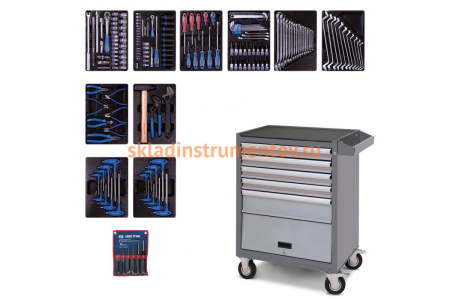 Набор инструментов в серой тележке, 173 предмета KING TONY 932-000AMG