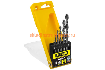 Набор сверл по металлу, HSS-R, 6 шт. Professional Stayer 29602-H6_z01