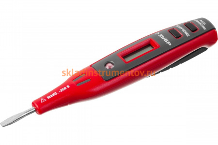 Цифровой тестер напряжения со световым индикатором Зубр "МАСТЕР" 45240