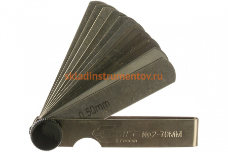 Набор щупов 0.02-0.5 мм, 17 пластин, длина 70 мм GRIFF D127010