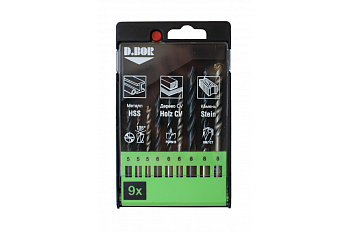 Набор сверл Хобби (9 шт, 5-8 мм) по металлу, камню, дереву D.BOR 175709304D