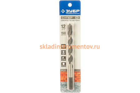 Сверло по бетону "Супер-6" (12x150 мм) Зубр 2916-150-12