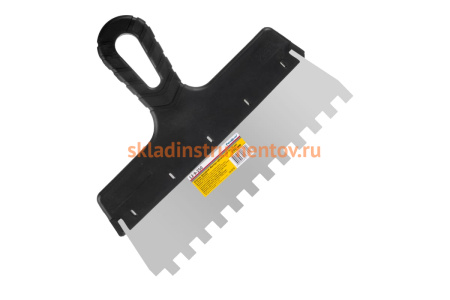 Фасадный зубчатый шпатель (нержавеющая сталь, 250мм, зуб.10x10мм) РемоКолор Мастер 12-9-250