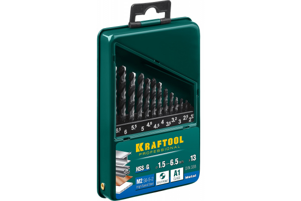 Набор сверл по металлу (13 шт; 1.5-6.5 мм) Kraftool 29651-H13
