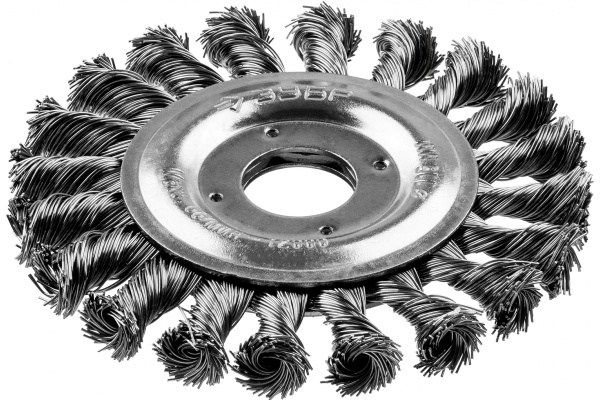 Щетка дисковая ЭКСПЕРТ (115х22 мм; 0.5 мм плетеные пучки стальной проволоки) для УШМ Зубр 35190-115