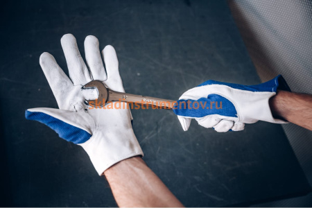 Кожаные перчатки Jeta Safety Locksmith синий/белый JLE321-10/XL