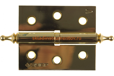 Дверная разъемная петля Зубр Эксперт 1 подшипник цвет латунь PB левая с крепежом 75x63x2.5 мм 2 шт. 37605-075-1L