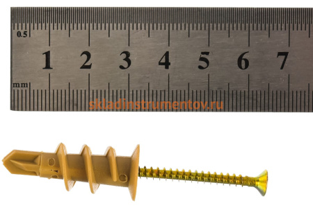 Нейлоновый дюбель Зубр МАСТЕР тип Дрива со сверлом, для гипсокартона, с оцинкованным саморезом, 33 мм, 4 шт 4-301266