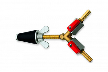 Коническая газоконтрольная пробка с двойным краном и насадкой для шланга Rothenberger 351232