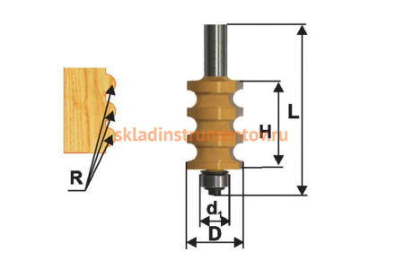 Фреза кромочная фигурная (22.2х26 мм; R 3 мм; хвостовик 12 мм) по дереву Энкор 10691