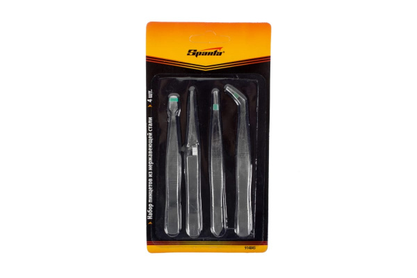 Набор пинцетов из нержавеющей стали SPARTA 4 шт 914845