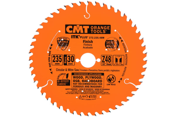 Диск пильный по дереву (235х30/25х2,4/1,6 мм; Z48) CMT 272.235.48M