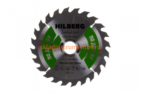 Диск пильный Industrial Дерево (190x30/20 мм; 24Т) Hilberg HW190