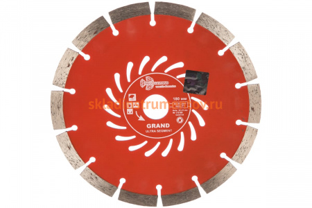 Диск алмазный отрезной Сегментный Grand hot press (180х22.23 мм) TRIO-DIAMOND GUS724