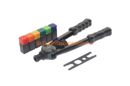 Двуручный резьбовой усиленный заклепочник ROCKFORCE L - 320мм, резьбовые адаптеры - М3-М10 RF-67804