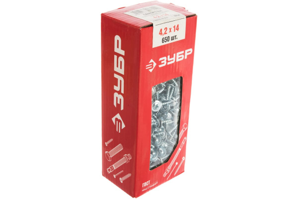 Саморезы с прессшайбой по листовому металлу 650 шт. (4,2х14 мм; PH2; ТФ1) ЗУБР 4-300191-42-014