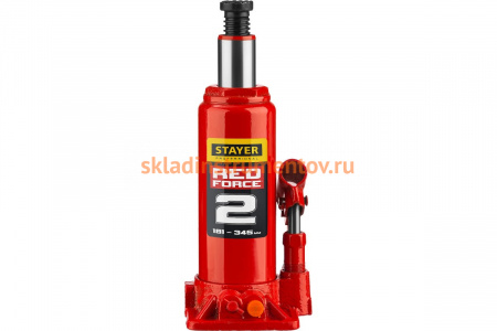 Гидравлический бутылочный домкрат STAYER RED FORCE, 2т, 181-345 мм, 43160-2 43160-2_z01