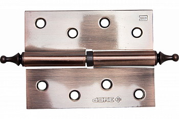 Дверная разъемная петля Зубр Эксперт 1 подшипник цвет старая медь AC правая с крепежом 100x75x2.5 мм 2 шт. 37605-100-6R