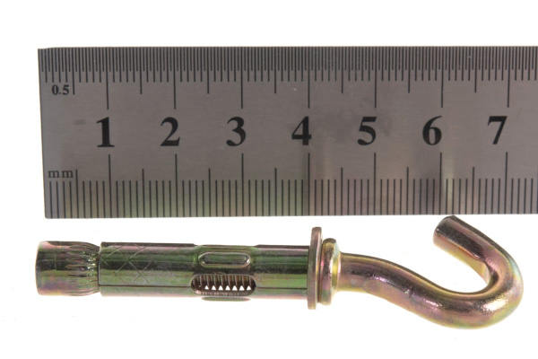 Анкерный болт с крюком Зубр 8 x 40 мм, 60 шт, желтопассивированный, Профессионал 302372-08-040