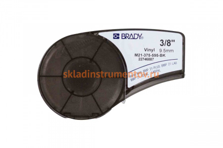 Лента 9.53мм/6.4м винил, белый на черном Brady M21-375-595-BK brd139741