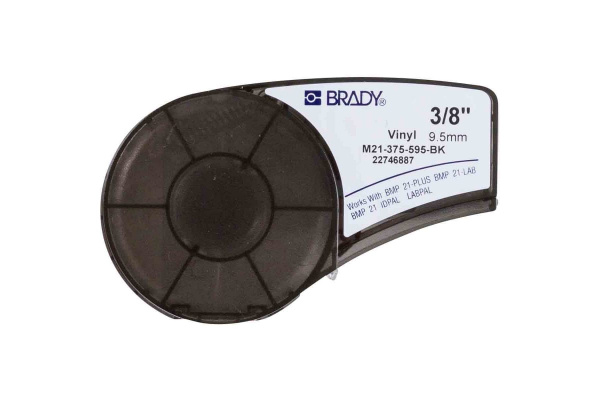 Лента 9.53мм/6.4м винил, белый на черном Brady M21-375-595-BK brd139741