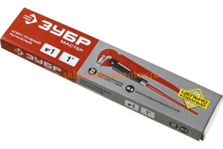 Трубный ключ Зубр рычажный, прямые губки, цельнокованный, № 1, 1" 27314-1 27314-1