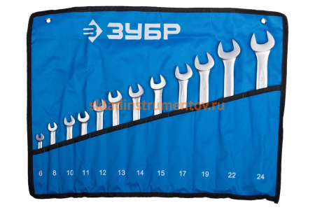 Набор комбинированных гаечных ключей 6-24мм, 12шт Зубр ПРОФИ 27022-H12