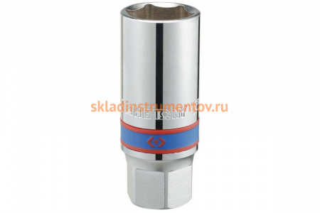 Свечная шестигранная головка (1/2", 21 мм, L = 70 мм, резиновый фиксатор) KING TONY 463521R