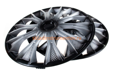 Колесные колпаки Airline 16 Волтек+, серебристо-черные, 2 шт. AWCC-16-15