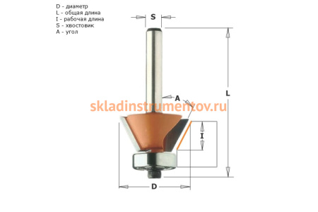 Фреза фасочная (26x9х55 мм; хвостовик 8 мм) CMT 909.260.11