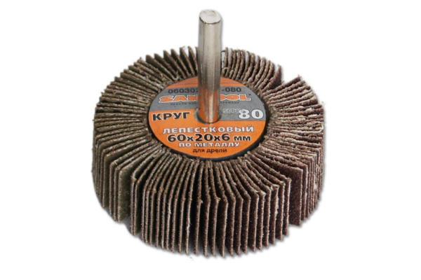 Круг лепестковый по металлу для дрели 60x20x6 мм, P80 SANTOOL 060302-001-080