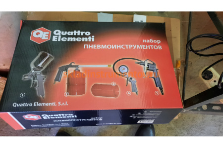 Набор пневмоинструментов, 5 предметов, QUATTRO ELEMENTI 771-138 Набор пневмоинструментов, 5 предметов, QUATTRO ELEMENTI 771-138