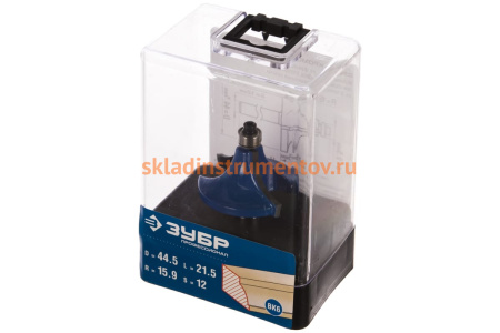 Фреза кромочная калевочная №1 ПРОФЕССИОНАЛ (44.5х21.5х65.7 мм; R15.9 мм; хвостовик 12 мм; ВК6) Зубр 28700-44.5