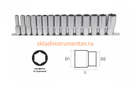 Набор головок глубоких Aist 15 предметов 402115B 00-00016846
