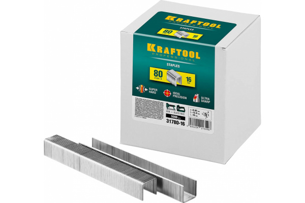 Закаленные скобы для степлера Kraftool тип 80 16 мм 5000 шт. 31780-16