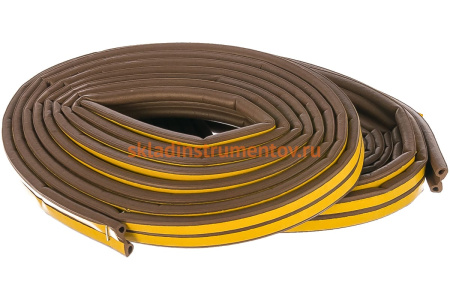 Уплотнитель СИБРТЕХ, 12 м, профиль P, коричневый, 93946