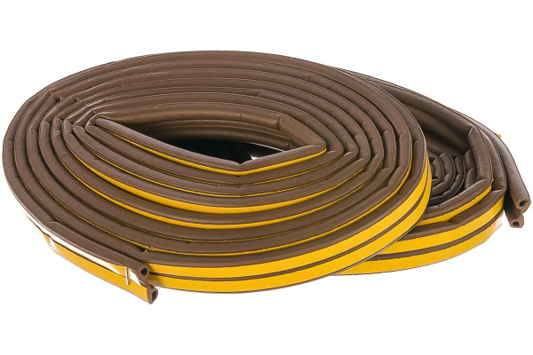 Уплотнитель СИБРТЕХ, 12 м, профиль P, коричневый, 93946