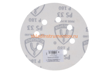 Круг шлифовальный на липучке для обработки красок, лаков и шпаклевок (125 мм; Р180; 8 отверстий) KLINGSPOR 147837