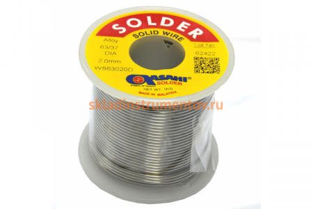Припой (2 мм, 1 кг, Sn63/Pb37, без флюса) ASAHI 00-00000293