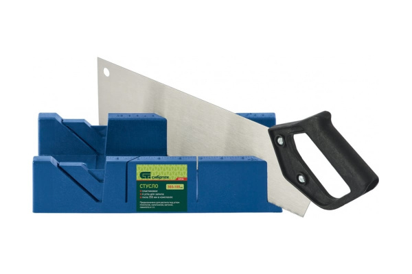 Пластиковое стусло + пила 350мм, синее, 4 угла для запила СИБРТЕХ 22536