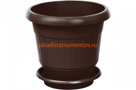 Цветочный горшок Тара.ру 3.5 л, с поддоном, тёмно-коричневый 23613