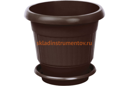 Цветочный горшок Тара.ру 3.5 л, с поддоном, тёмно-коричневый 23613