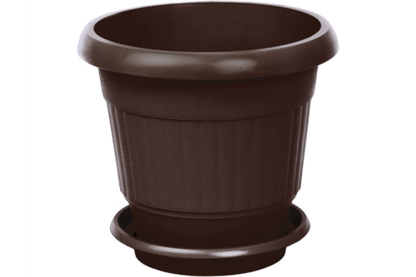 Цветочный горшок Тара.ру 3.5 л, с поддоном, тёмно-коричневый 23613