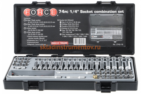 Набор головок 6-ти гранных FORCE 2742-18