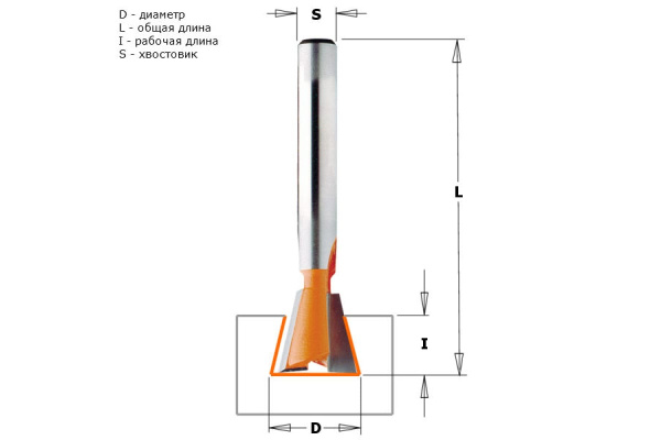Фреза ласточкин хвост (19x22х66.7 мм; хвостовик 12 мм) CMT 918.690.11