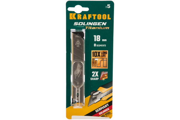 Лезвия сегментированные сменные SOLINGEN (5 шт; 18 мм; 8 сегментов; покрытие TiN) Kraftool 09605-TIN-18-S5_z02