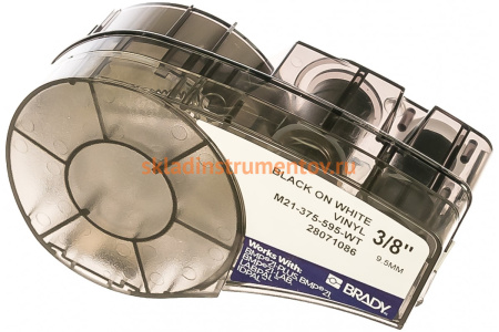 Лента 9.53мм/6.4м винил, черный на белом Brady M21-375-595-WT brd142800