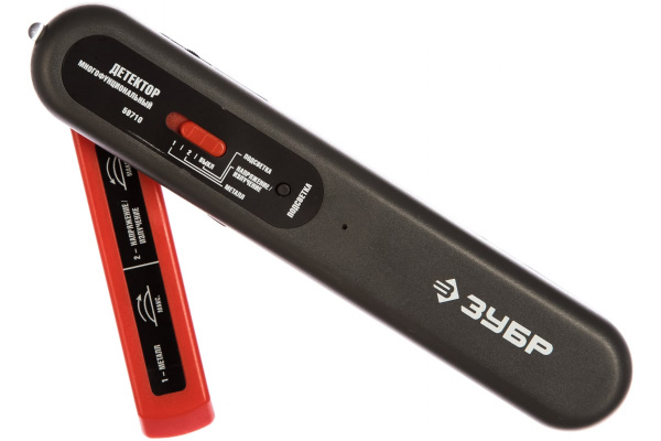 Многофункциональный тестер с детектором металла до 50мм , провода под напряжением 70-600В , встроенный фонарь Зубр 59710