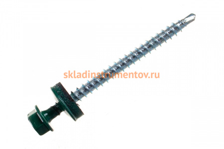 Саморезы Зубр для крепления кровельных материалов к деревянной обрешетке, цвет RAL 6005 зеленый насыщенный, оцинкованный, 4,8x60мм, 200шт 4-300315-48-060-6005