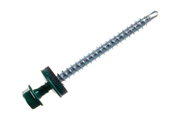 Саморезы Зубр для крепления кровельных материалов к деревянной обрешетке, цвет RAL 6005 зеленый насыщенный, оцинкованный, 4,8x60мм, 200шт 4-300315-48-060-6005